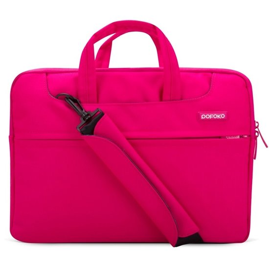 natuurlijk raket fiets POFOKO 12 inch laptoptas met schouderband - Magenta - Mac-Cover.nl