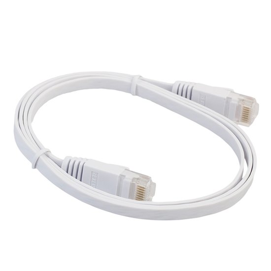 2m CAT6 Ultra dunne Flat Ethernet netwerk LAN kabel (1000Mbps) - Wit