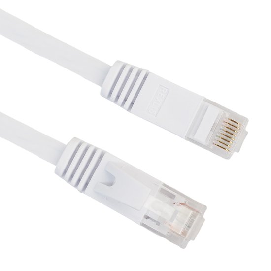 2m CAT6 Ultra dunne Flat Ethernet netwerk LAN kabel (1000Mbps) - Wit