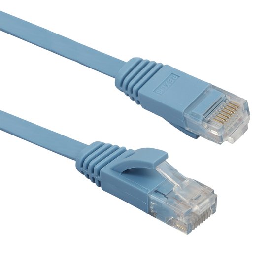 1m CAT6 Ultra dunne Flat Ethernet netwerk LAN kabel (1000Mbps) - Blauw