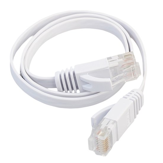 0.5m CAT6 Ultra dunne Flat Ethernet netwerk LAN kabel (1000Mbps) - Wit