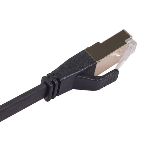 1m CAT8 Ultra dunne Flat Ethernet LAN kabel - Zwart