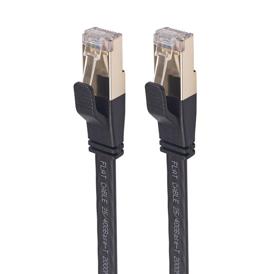 0.5m CAT8 Ultra dunne Flat Ethernet LAN kabel - Zwart