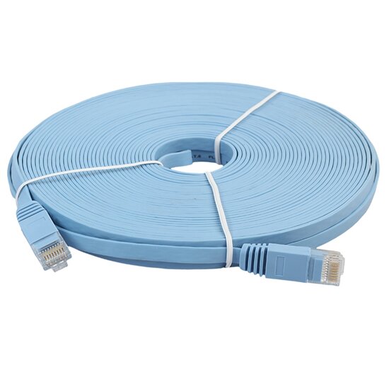 15 meter - CAT6 - Ultra dunne Flat Ethernet kabel - Netwerkkabel (1000Mbps) - Blauw