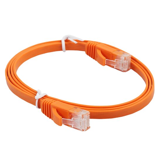 1 meter - CAT6 Ultra dunne Flat - Ethernet kabel - netwerkkabel - (1000Mbps) - Oranje