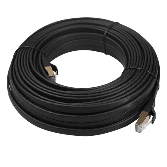 15m CAT8 Ultra dunne Flat - Zwart - Ethernet kabel - Netwerkkabel