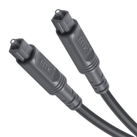 ETK Digital Toslink Optical kabel 10 meter / toslink audio male to male / Optische kabel - Grijs