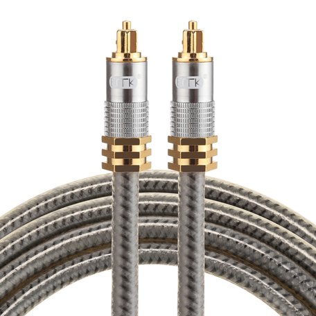 ETK Digital Optical kabel 1 meter / toslink audio male to male / Optische kabel metaal - Grijs