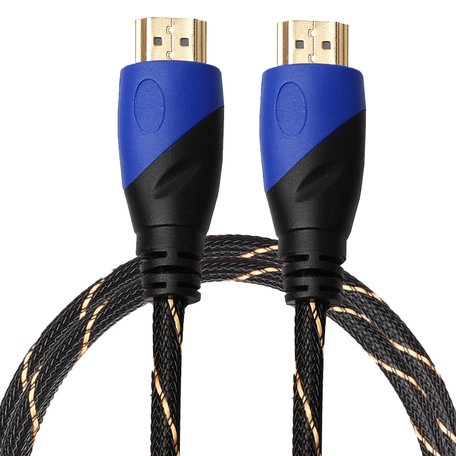 HDMI kabel 1 meter - HDMI 1.4 versie - High Speed - HDMI 19 Pin Male naar HDMI 19 Pin Male Connector Cable - Nylon black line