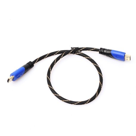 HDMI kabel 1 meter - HDMI 1.4 versie - High Speed - HDMI 19 Pin Male naar HDMI 19 Pin Male Connector Cable - Nylon black line
