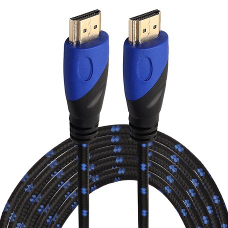 HDMI kabel 5 meter - HDMI 1.4 versie - High Speed - HDMI 19 Pin Male naar HDMI 19 Pin Male Connector Cable - Nylon blue line