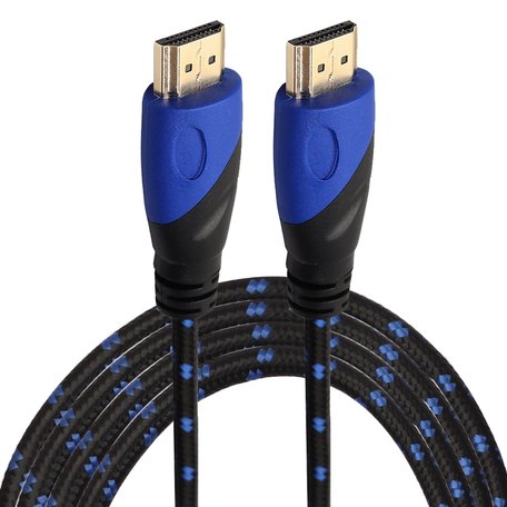 HDMI kabel 3 meter - HDMI 1.4 versie - High Speed - HDMI 19 Pin Male naar HDMI 19 Pin Male Connector Cable - Nylon blue line