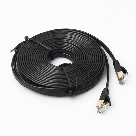 8m CAT7 Ultra dunne Flat Ethernet netwerk LAN kabel (10.000Mbps) - Zwart