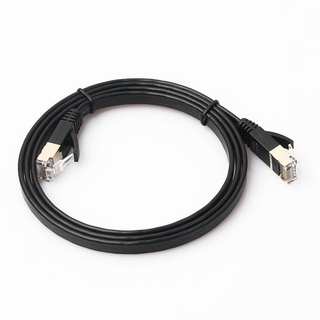 5m CAT7 Ultra dunne Flat Ethernet netwerk LAN kabel (10.000Mbps) - Zwart