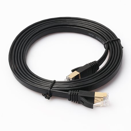 1.8m CAT7 Ultra dunne Flat Ethernet netwerk LAN kabel (10.000Mbps) - Zwart