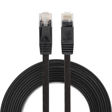 3m CAT6 Ultra dunne Flat Ethernet netwerk LAN kabel (1000Mbps) - Zwart