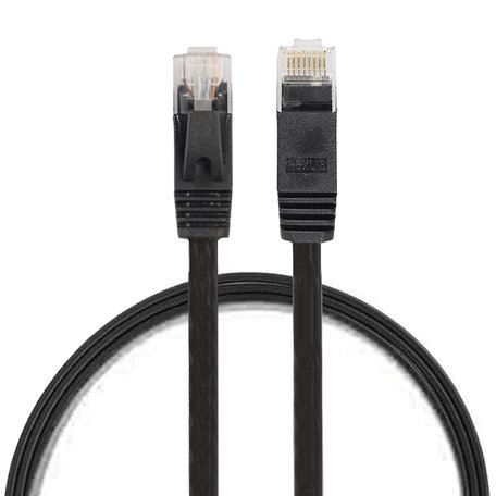0.5m CAT6 Ultra dunne Flat Ethernet netwerk LAN kabel (1000Mbps) - Zwart