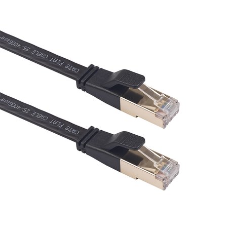 7.6m CAT8 Ultra dunne Flat Ethernet LAN kabel - Zwart