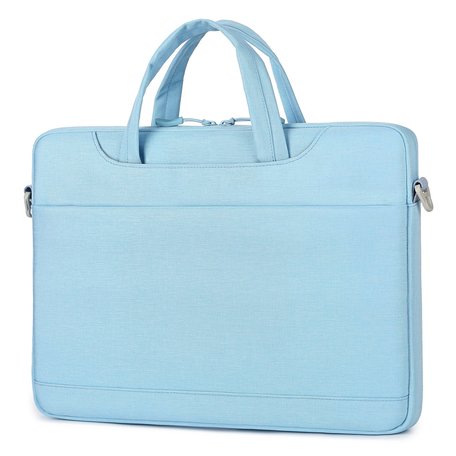 13 inch laptoptas met schouderband en extra vak - Licht Blauw