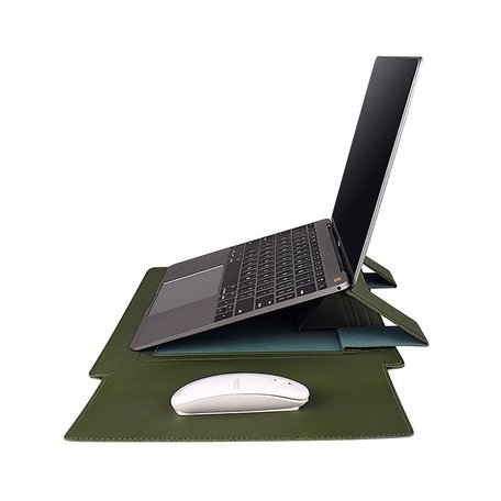 13 inch PU Leer Sleeve met standaard - Groen