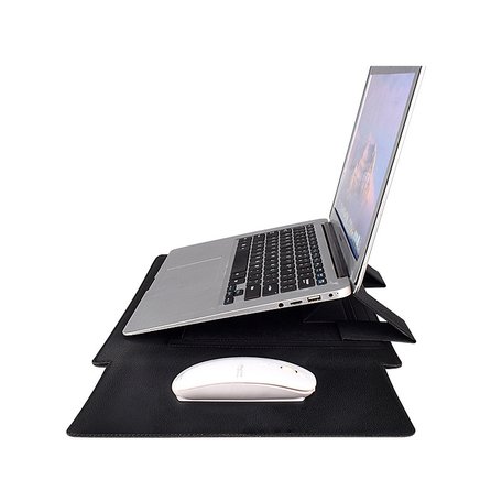 13 inch PU Leer Sleeve met standaard - Zwart