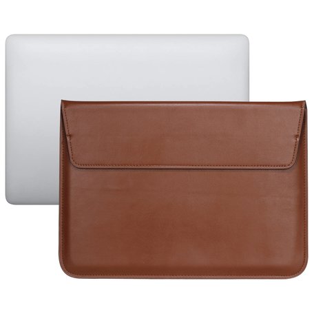 13 inch PU Leer envelop sleeve met standaard - Bruin