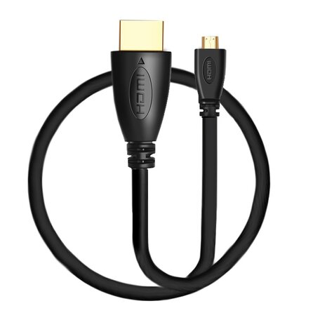 HDMI kabel 1.5 meter - HDMI Male naar Micro HDMI kabel geschikt voor GoPro, camera's etc - HDMI 1.4 versie - High Speed 1080P - Black edition