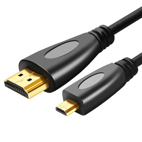 HDMI kabel 1 meter - HDMI Male naar Micro HDMI kabel geschikt voor GoPro, camera's etc - HDMI 1.4 versie - High Speed 1080P - Black edition