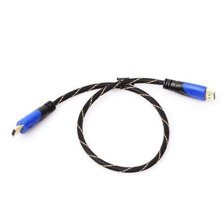 HDMI kabel 3 meter - HDMI 1.4 versie - High Speed - HDMI 19 Pin Male naar HDMI 19 Pin Male Connector Cable - Nylon black line