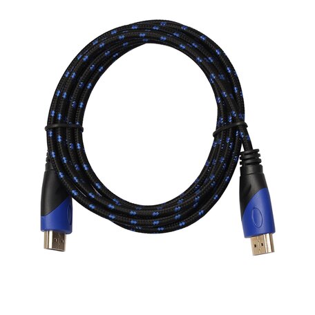 HDMI kabel 1.8 meter - HDMI 1.4 versie - High Speed - HDMI 19 Pin Male naar HDMI 19 Pin Male Connector Cable - Nylon blue line