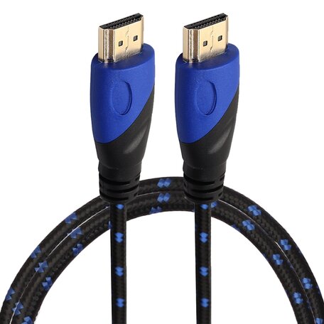 HDMI kabel 1 meter - HDMI 1.4 versie - High Speed - HDMI 19 Pin Male naar HDMI 19 Pin Male Connector Cable - Nylon blue line