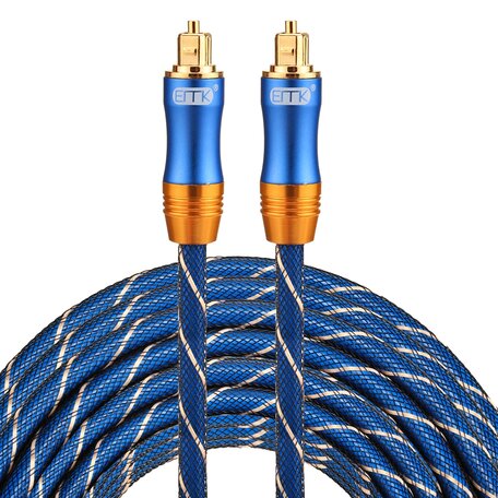 ETK Digital Toslink Optical kabel 15 meter / audio male to male / Optische kabel BLUE series - Blauw