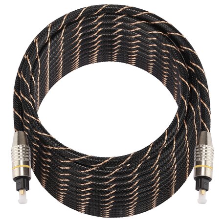 ETK Digital Optical kabel 15 meter / toslink audio male to male / Optische kabel nylon series - zwart