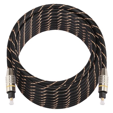 ETK Digital Optical kabel 10 meter / toslink audio male to male / Optische kabel nylon series - zwart