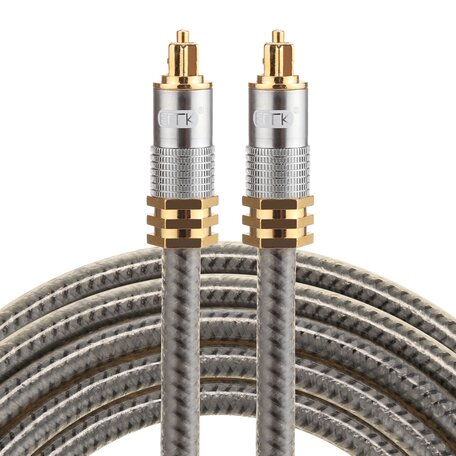 ETK Digital Optical kabel 2 meter / toslink audio male to male / Optische kabel metaal - Grijs