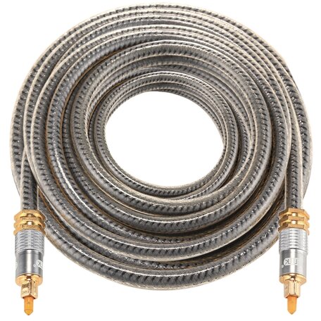 ETK Digital Optical kabel 3 meter / toslink audio male to male / Optische kabel metaal - Grijs