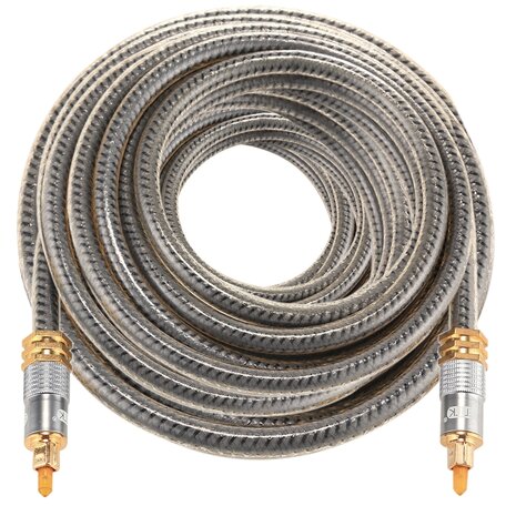 ETK Digital Optical kabel 20 meter / toslink audio male to male / Optische kabel metaal - Grijs