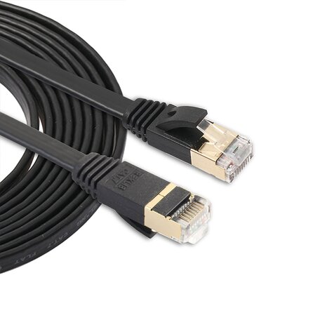 3m CAT7 Ultra dunne Flat Ethernet netwerk LAN kabel (10.000Mbps) - Zwart