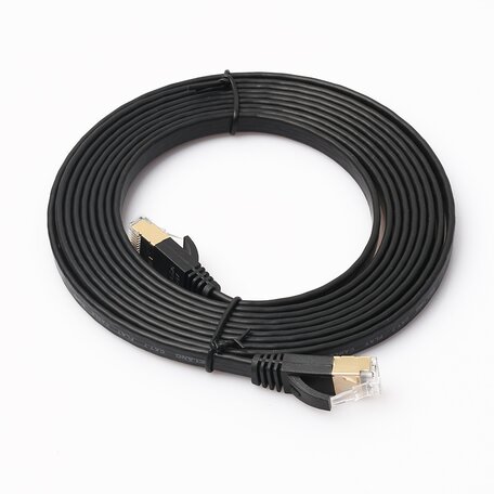 3m CAT7 Ultra dunne Flat Ethernet netwerk LAN kabel (10.000Mbps) - Zwart