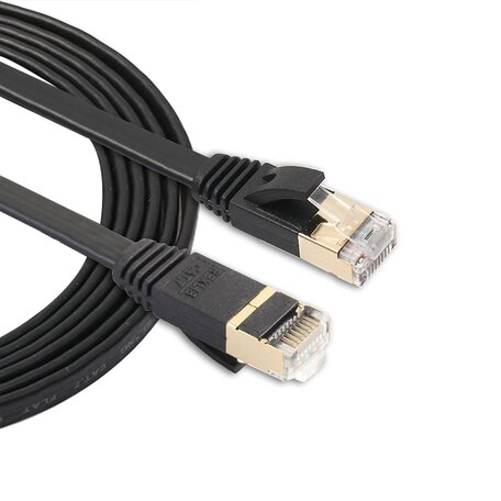 1.8m CAT7 Ultra dunne Flat Ethernet netwerk LAN kabel (10.000Mbps) - Zwart