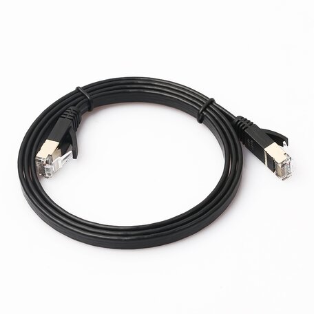 1m CAT7 Ultra dunne Flat Ethernet netwerk LAN kabel (10.000Mbps) - Zwart