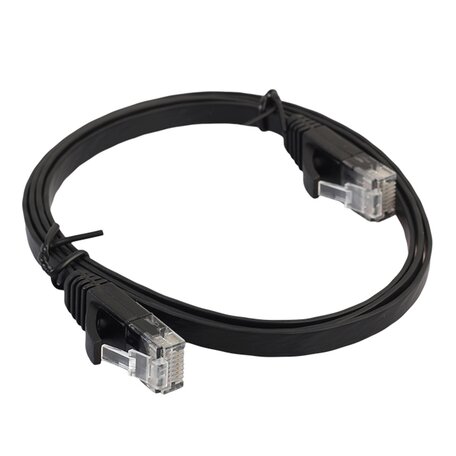1m CAT6 Ultra dunne Flat Ethernet netwerk LAN kabel (1000Mbps) - Zwart