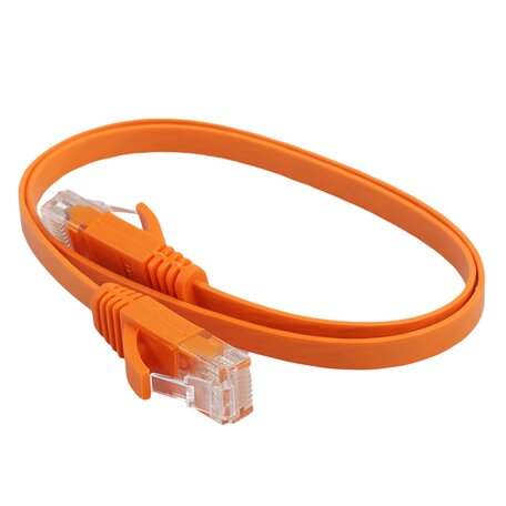 0.5 meter - CAT6 Ultra dunne Flat - Ethernet kabel - Netwerkkabel - (1000Mbps) - Oranje