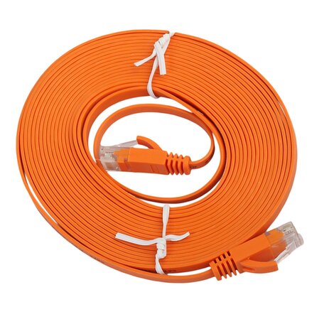8 meter - CAT6 - Ultra dunne Flat - Ethernet kabel - Netwerkkabel - (1000Mbps) - Oranje