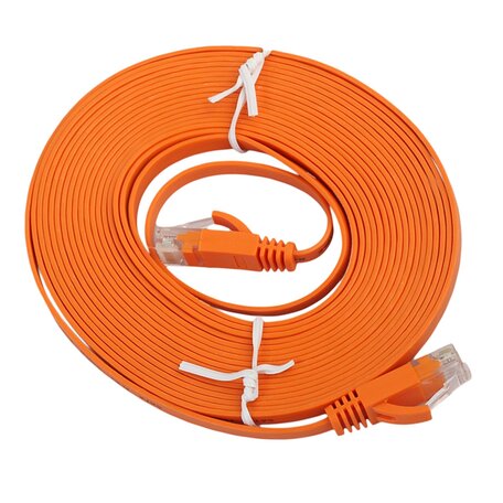 15 meter - CAT6 - Ultra dunne Flat - Ethernet kabel - netwerkkabel (1000Mbps) - Oranje