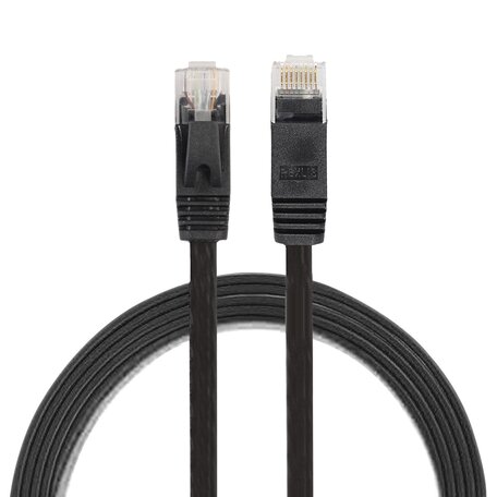 1 meter - CAT6 - Ultra dunne Flat Ethernet kabel - Netwerkkabel (1000Mbps) - Zwart