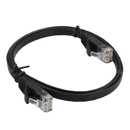 1 meter - CAT6 - Ultra dunne Flat Ethernet kabel - Netwerkkabel (1000Mbps) - Zwart