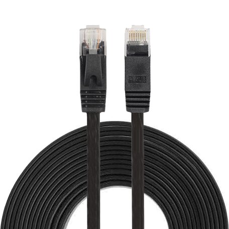7.6 meter - CAT6 - Ultra dunne Flat Ethernet kabel - Netwerkkabel (1000Mbps) - Zwart