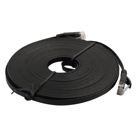 7.6 meter - CAT6 - Ultra dunne Flat Ethernet kabel - Netwerkkabel (1000Mbps) - Zwart