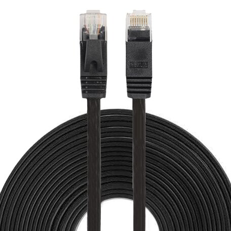 10 meter - CAT6 - Ultra dunne Flat Ethernet kabel - Netwerkkabel (1000Mbps) - Zwart
